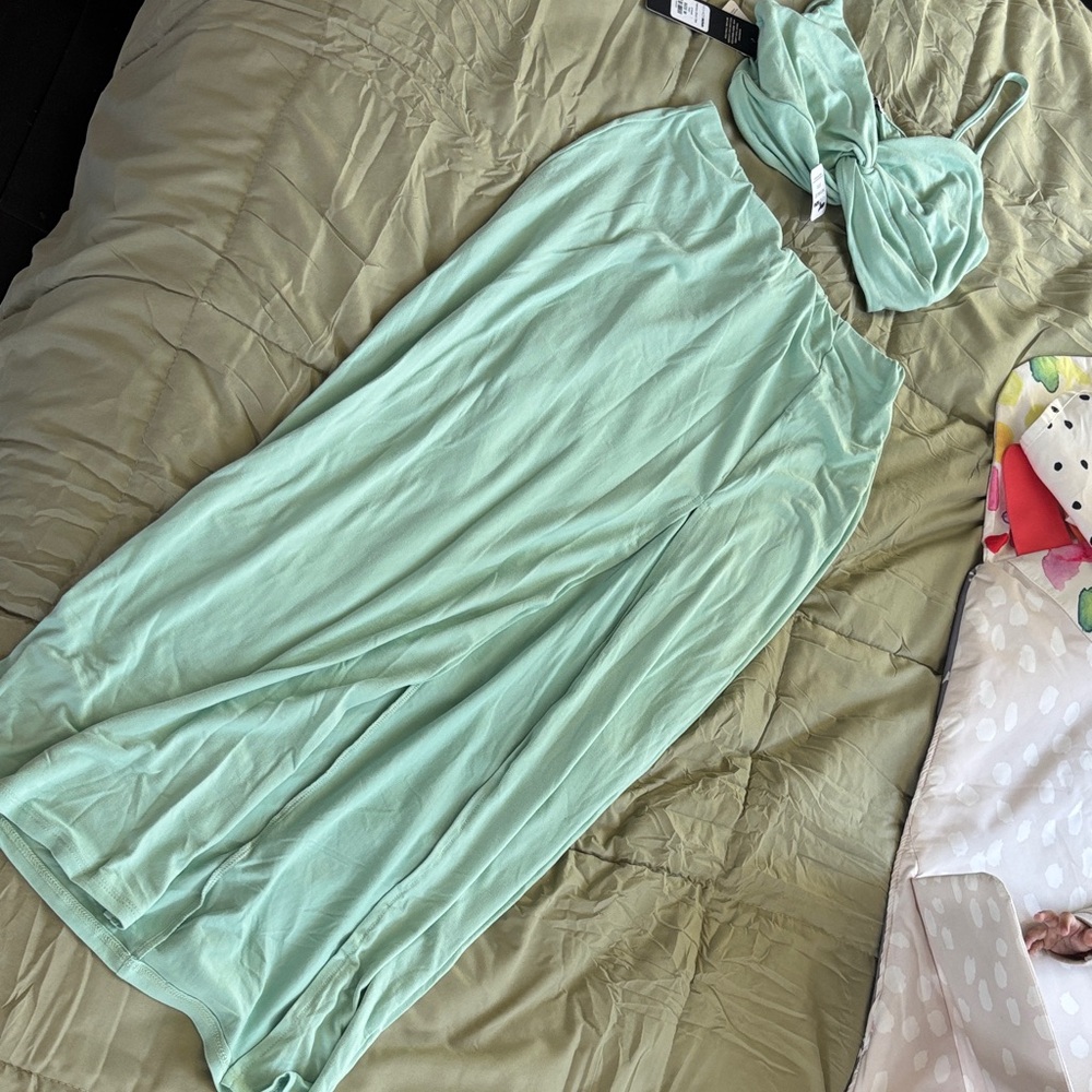 Mint Green Skirt and Top Set